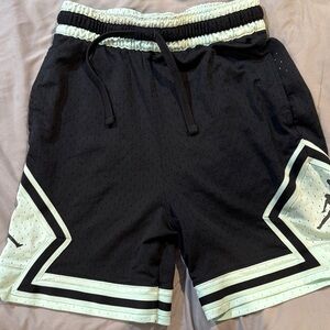Black and light green Nike Jordan Mens Basketball Shorts
